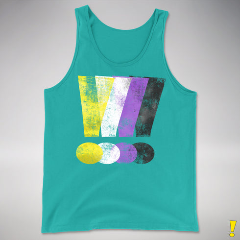 Nonbinary Pride Grunge Exclamation Points Premium Tank Top - Teal